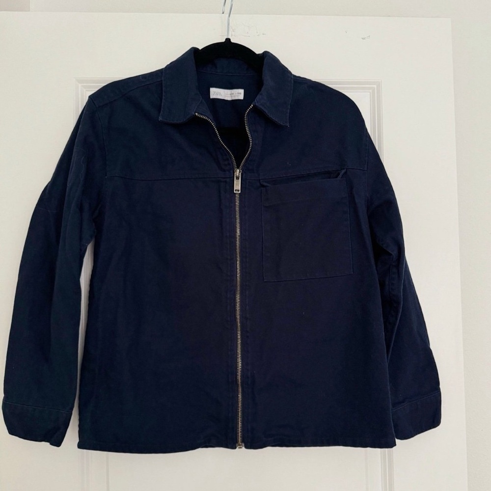 Zara kids Boys Navy blue Cargo style Utility Jacket Coat Size 11 12 Years